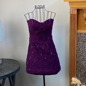 Purple Sequin Strapless Dress Size 5/6